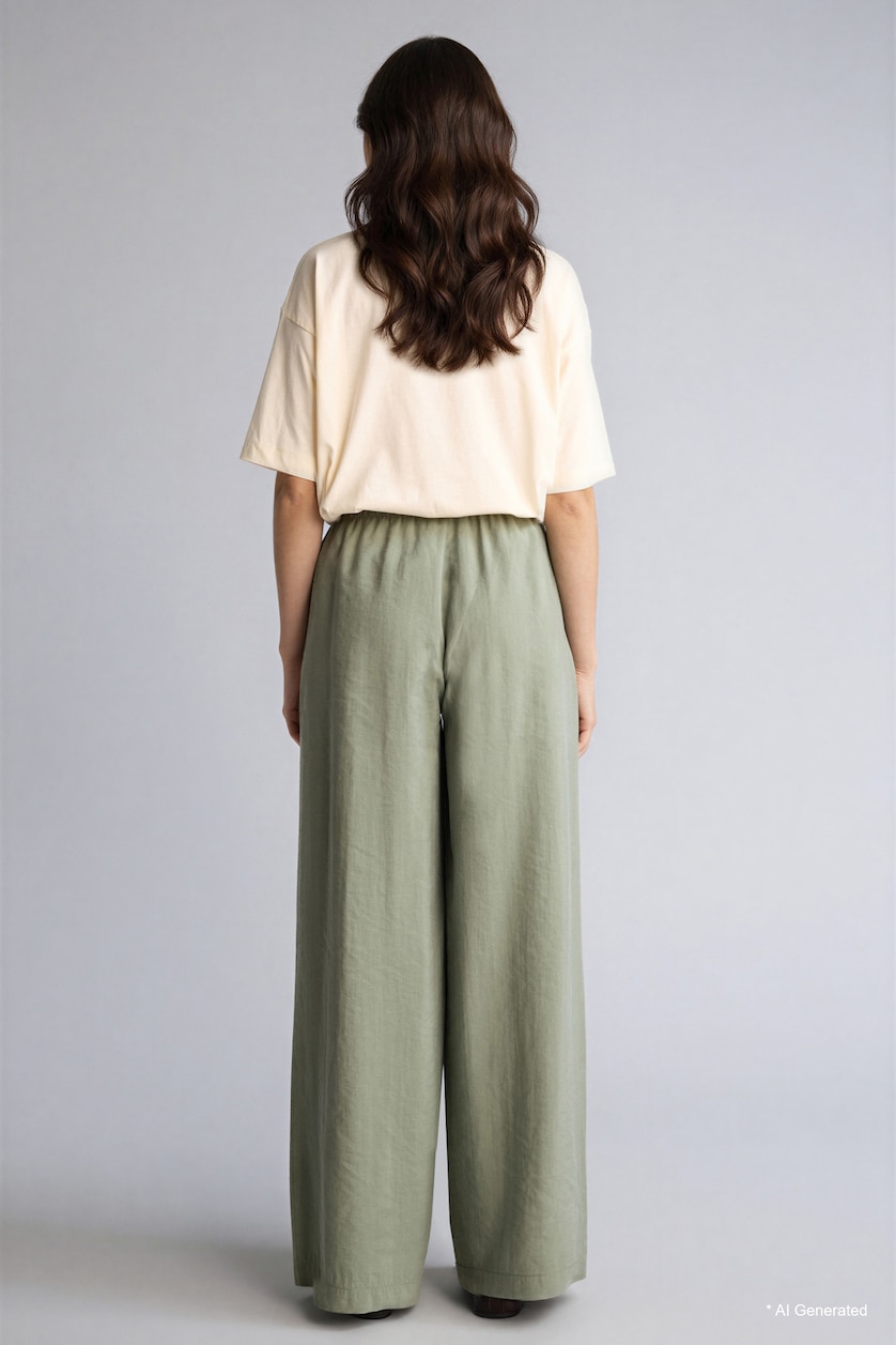Kadın Açık Haki Relaxed Fit Modal Pantolon