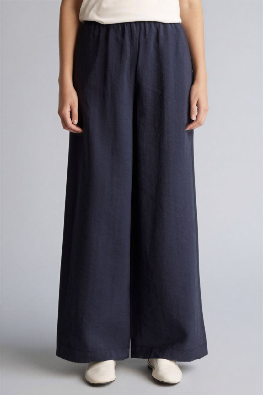 حريمي كحلي بنطلون منسوج قصة مريحة