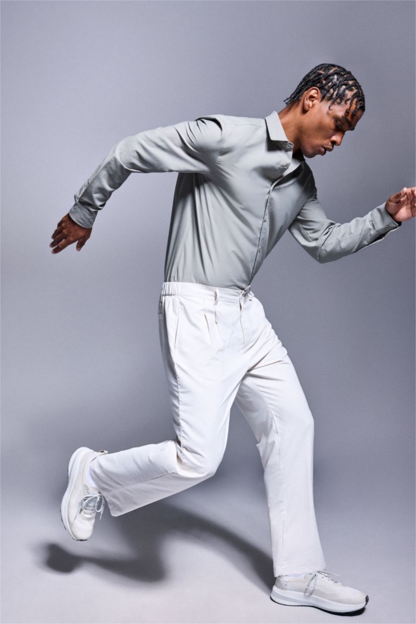 Men Beige Relax Fit Trousers