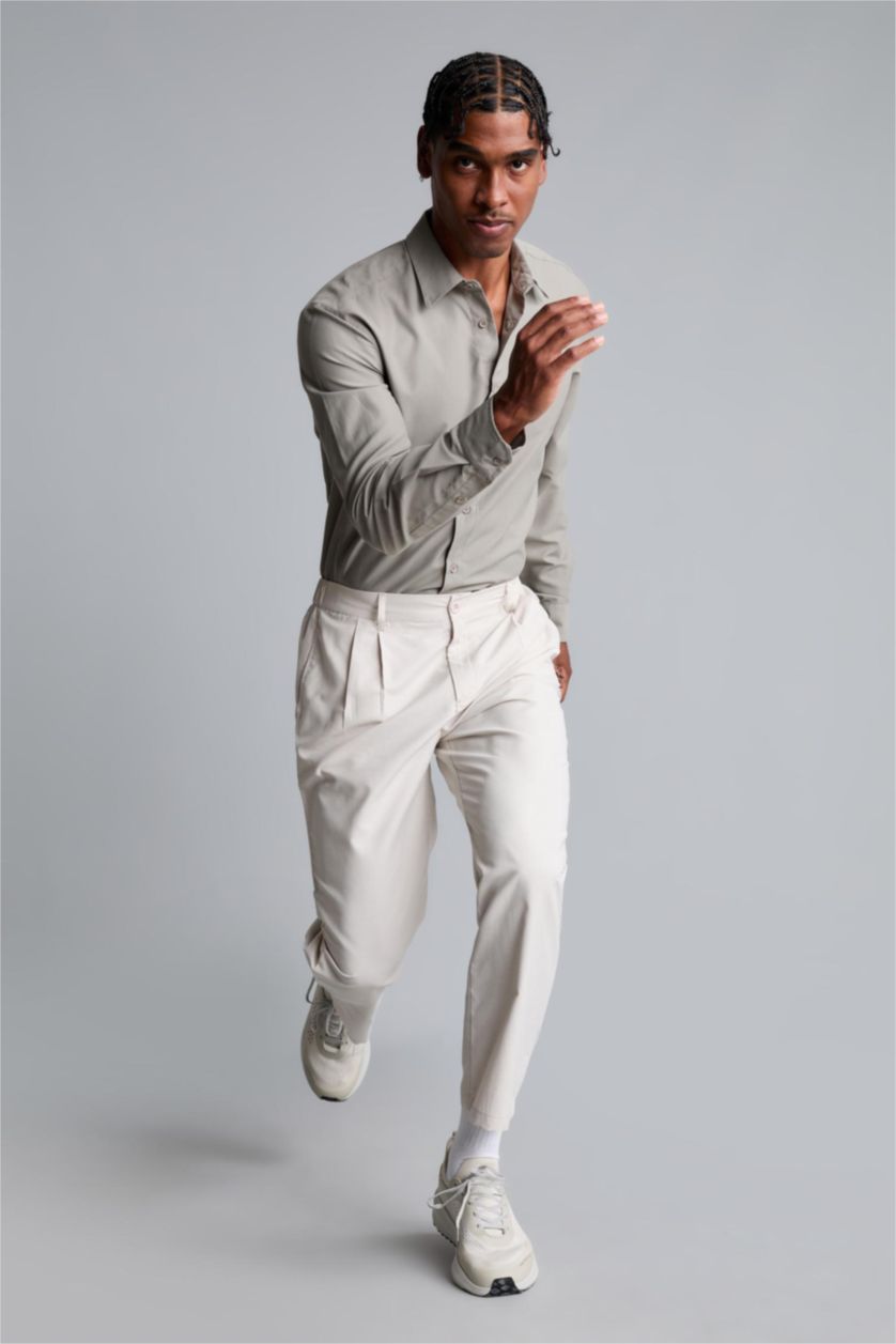 Men Beige Relax Fit Trousers