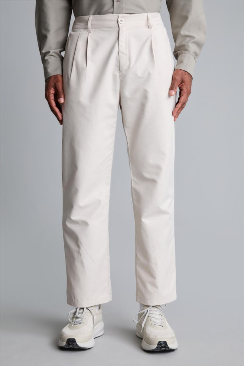 Men Beige Relax Fit Trousers