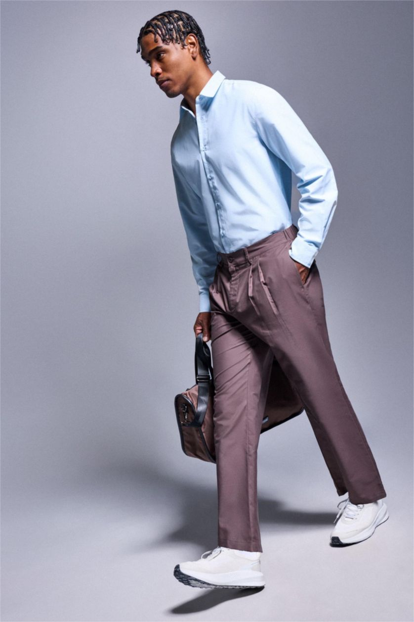 رجال بني Relax Fit Trousers