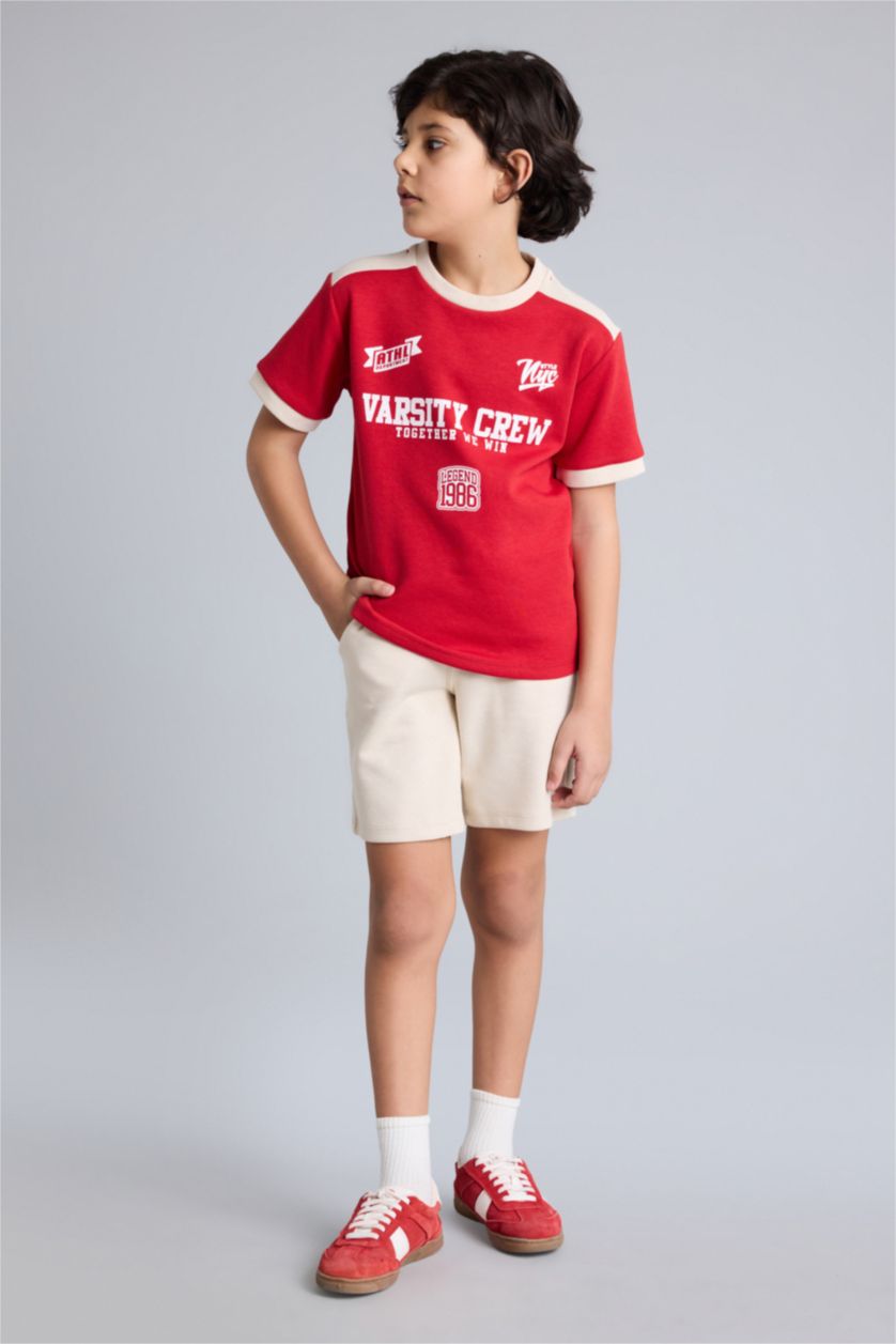 Erkek Çocuk - Genç Erkek Kırmızı Tişört Şort 2'li Takım Erkek Çocuk