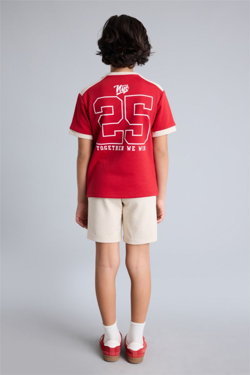 Erkek Çocuk - Genç Erkek Kırmızı Tişört Şort 2'li Takım Erkek Çocuk