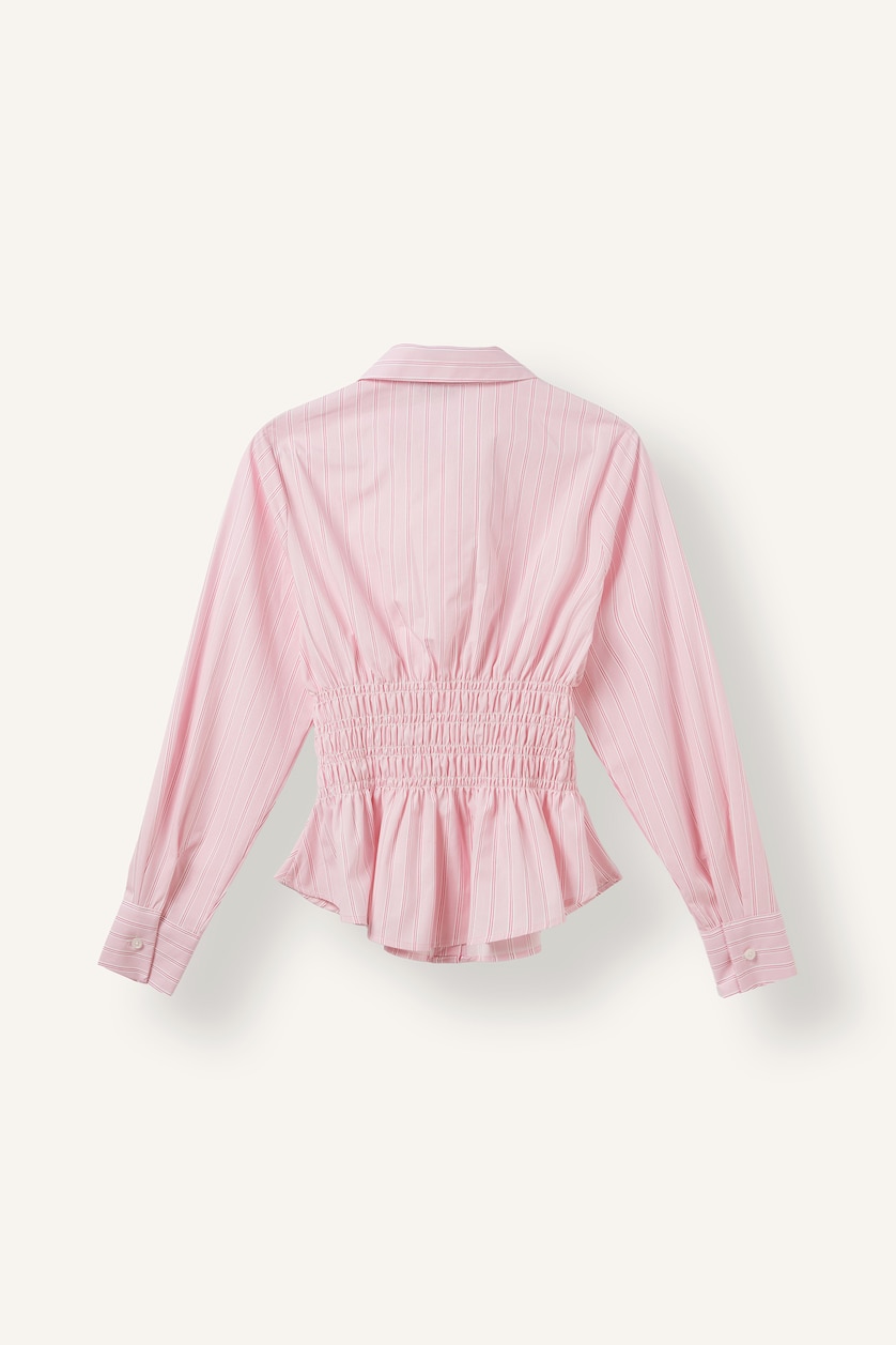 Woman Light Pink Slim Fit Poplin Long Sleeve Shirt