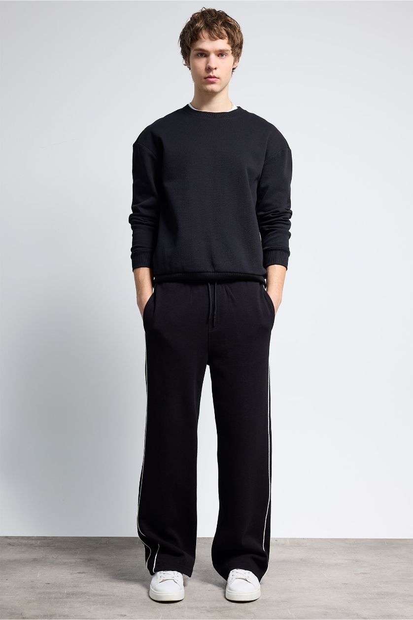 MAN Black Wide Leg Sweatpants