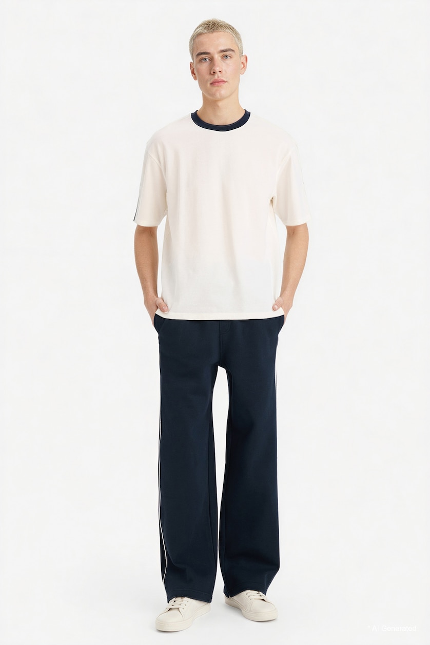MAN NAVY Wide Leg Sweatpants