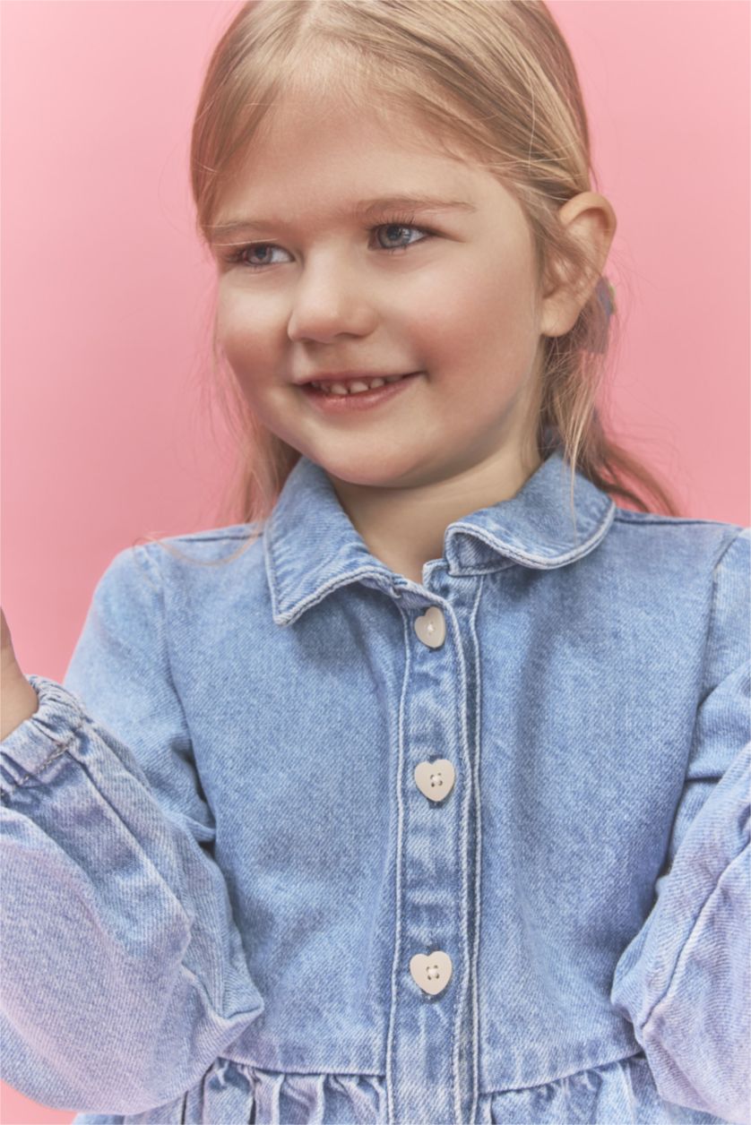Baby Girls Light Blue Baby Girl Long Sleeve Denim Dress