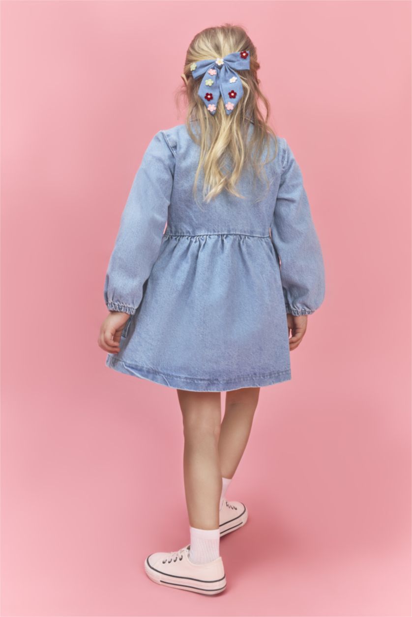 Baby Girls Light Blue Baby Girl Long Sleeve Denim Dress