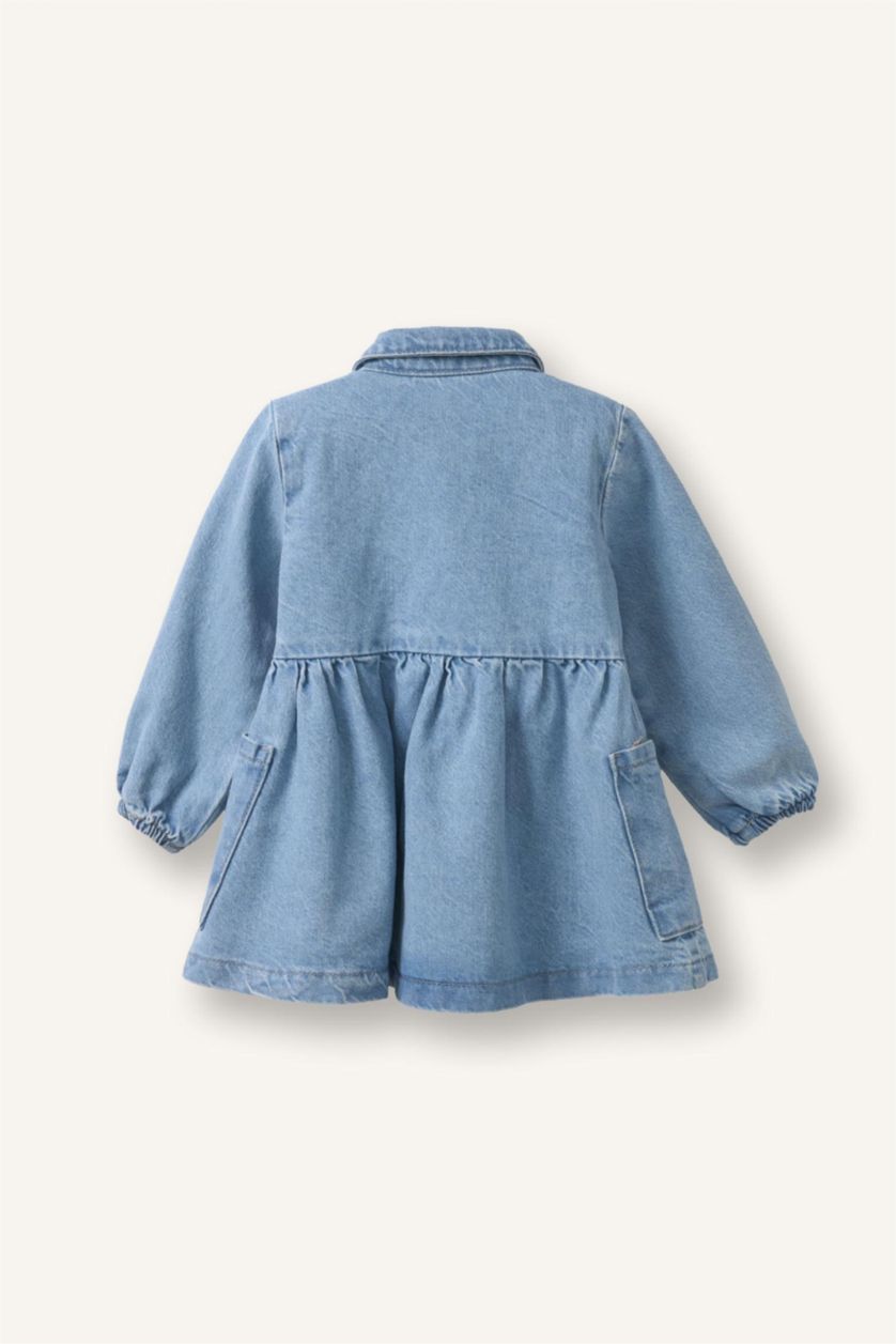 Baby Girls Light Blue Baby Girl Long Sleeve Denim Dress