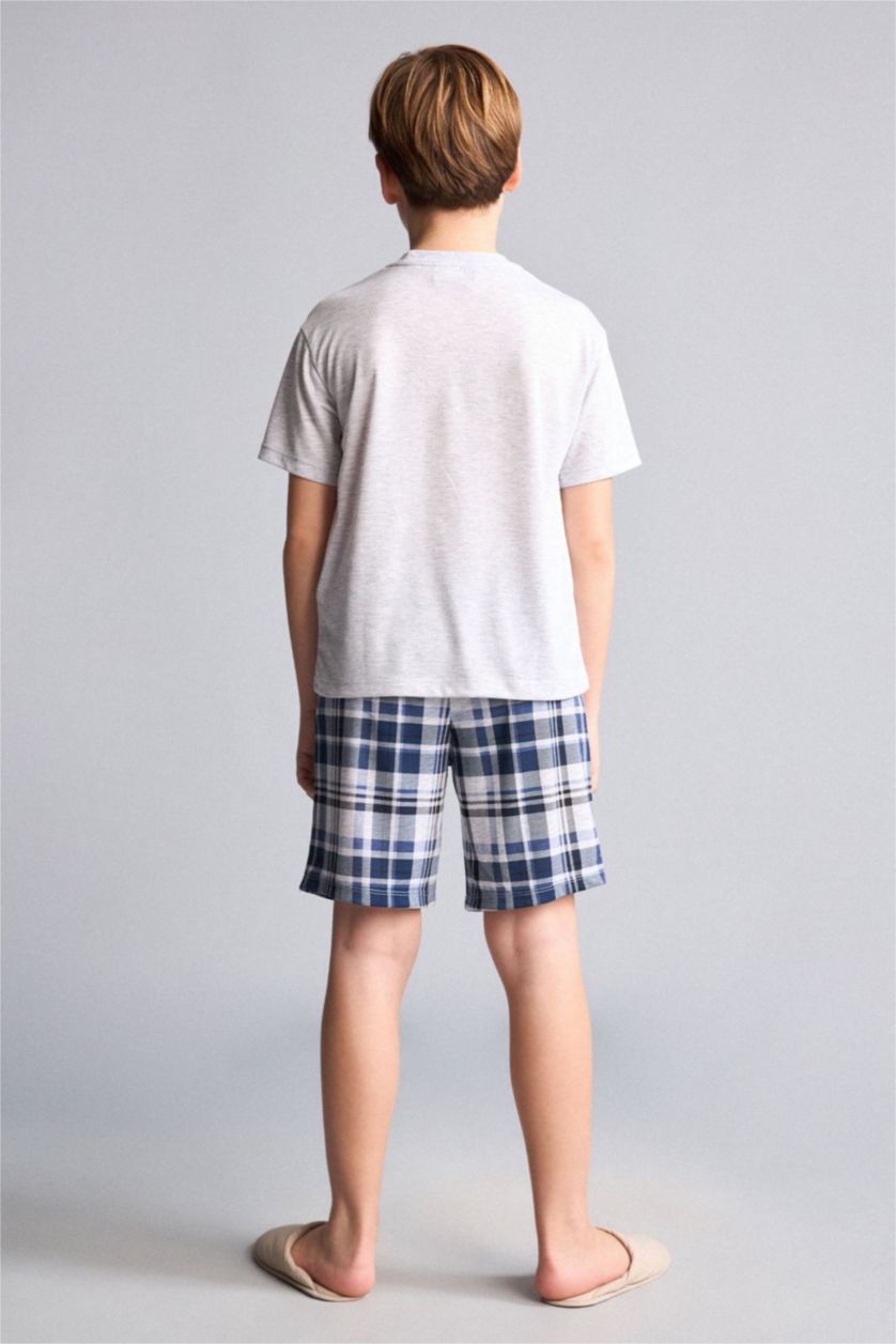 Boys & Teens Light Grey Melange سيت بجامة ولادي قصة عادية - قطعتين