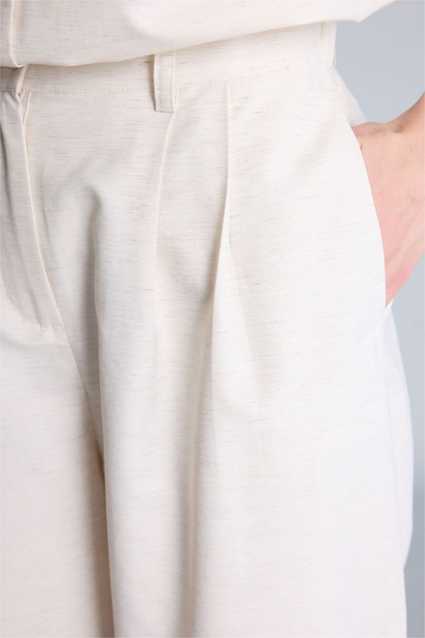 Women Doğal Açık Bej Wide Leg Trousers