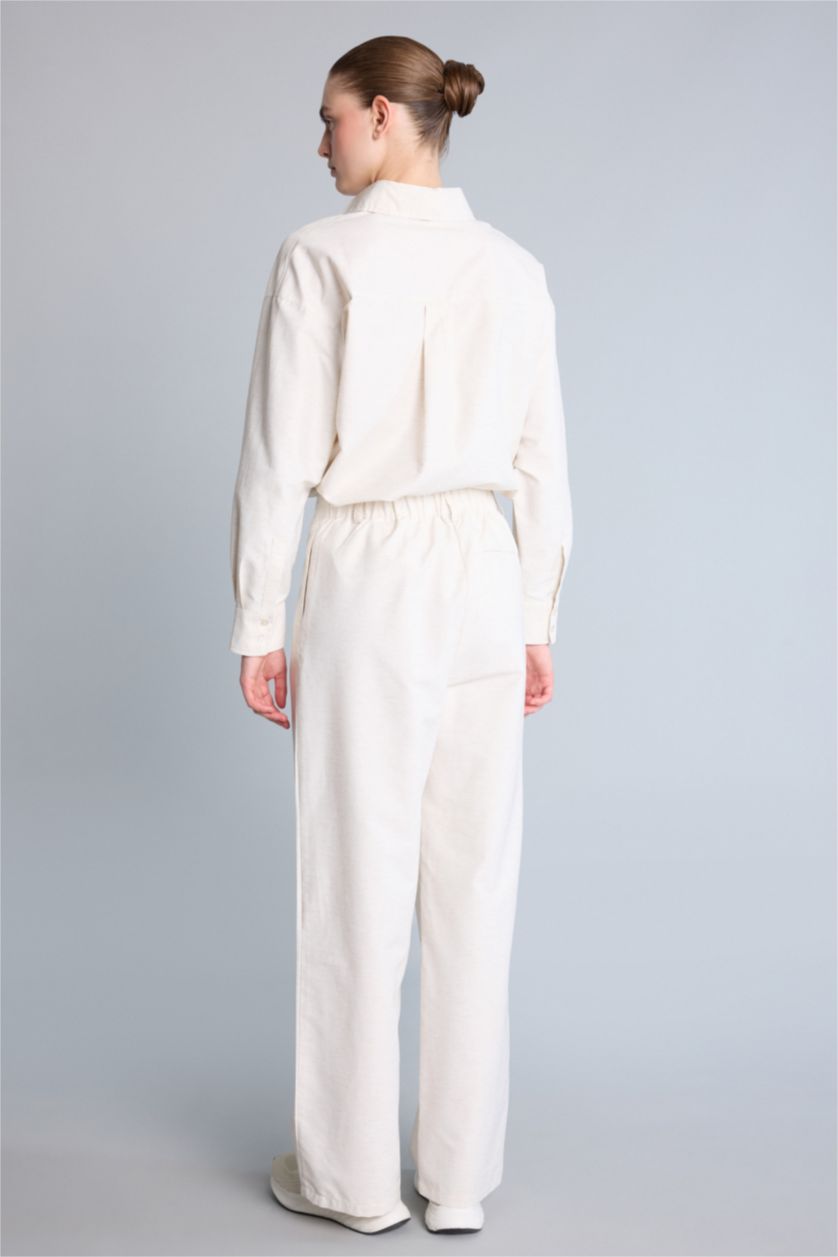 Women Doğal Açık Bej Wide Leg Trousers