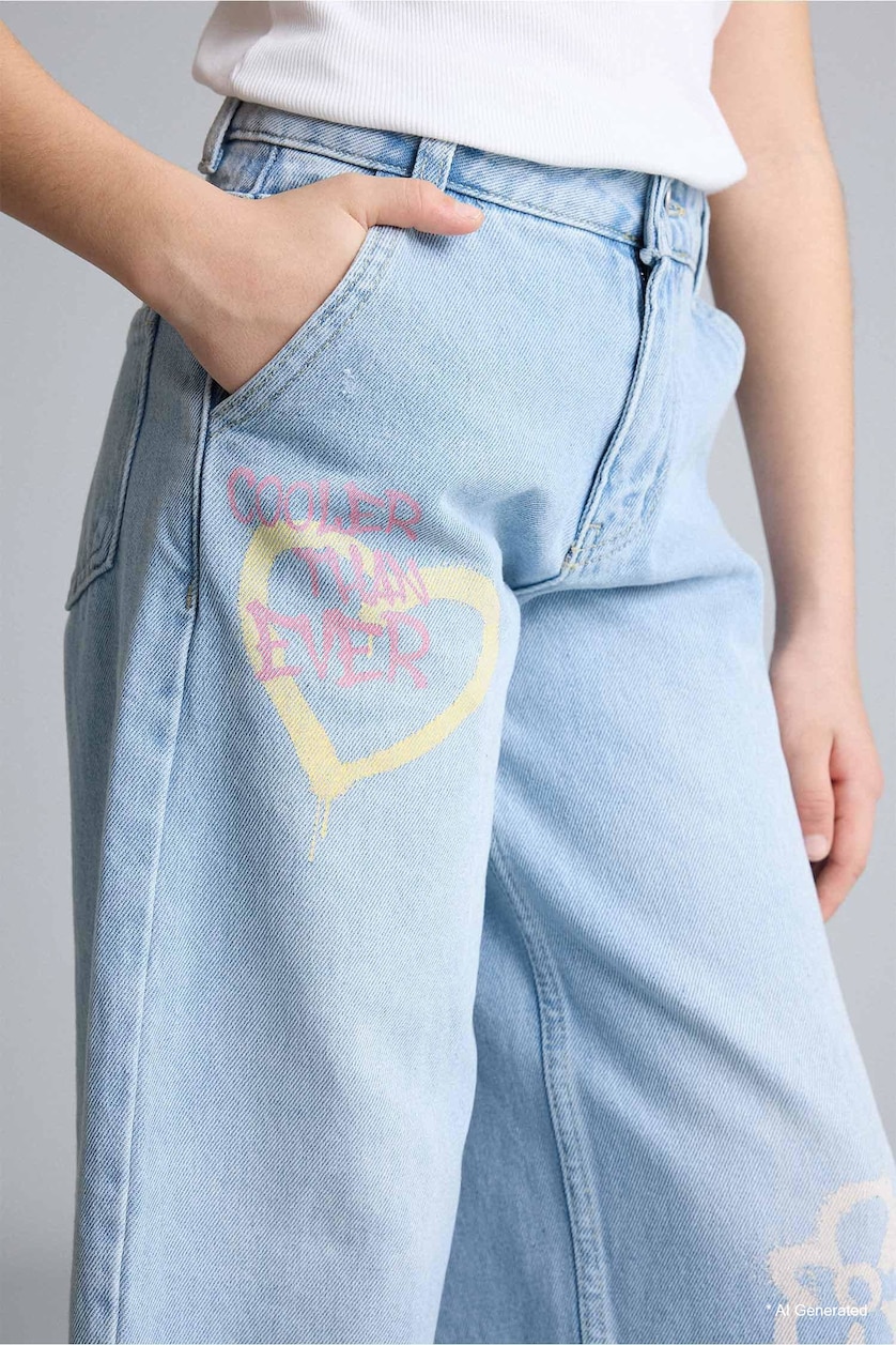 GIRLS & TEENS Light Blue Girl Baggy Fit Jeans