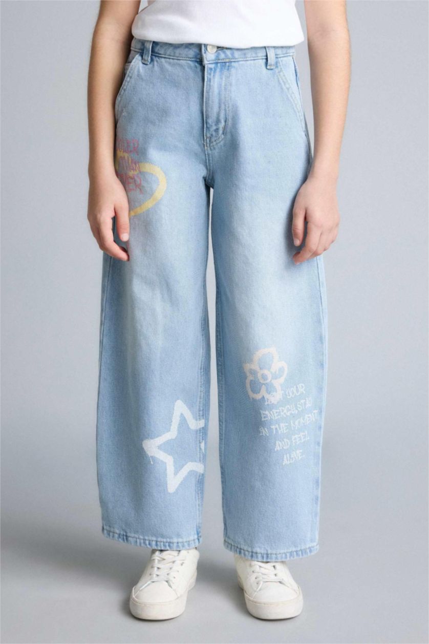 GIRLS & TEENS Light Blue Girl Baggy Fit Denim Trousers