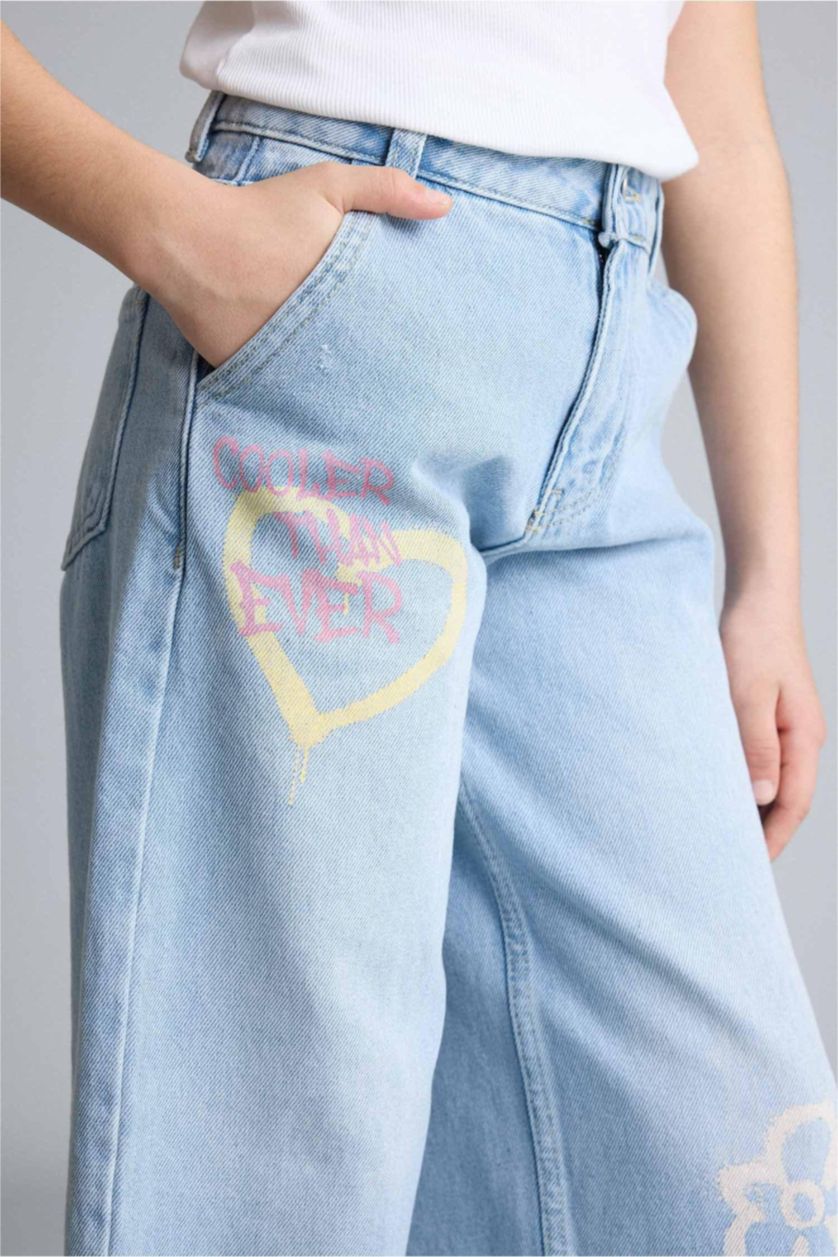 GIRLS & TEENS Light Blue Girl Baggy Fit Denim Trousers