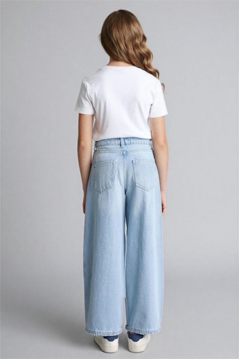 GIRLS & TEENS Light Blue Girl Baggy Fit Denim Trousers