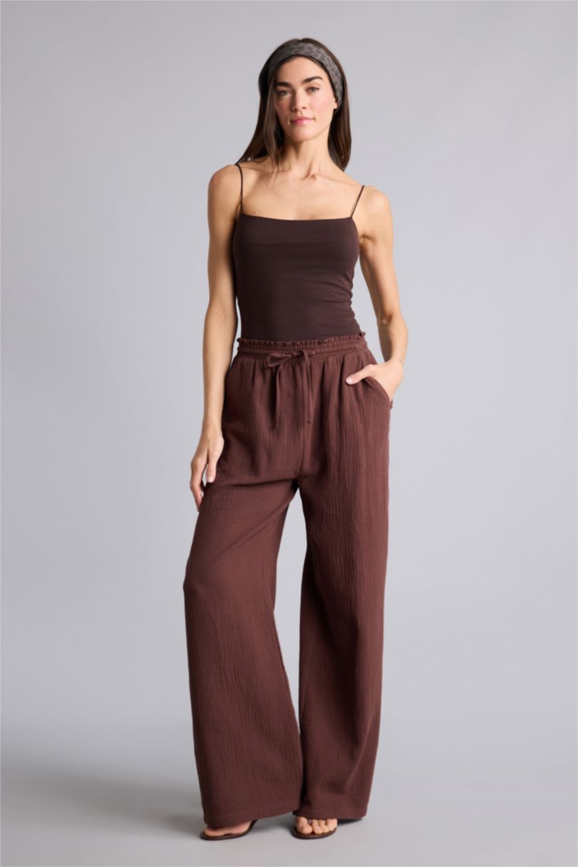 WOMAN Brown High Waist Wide Leg Trousers