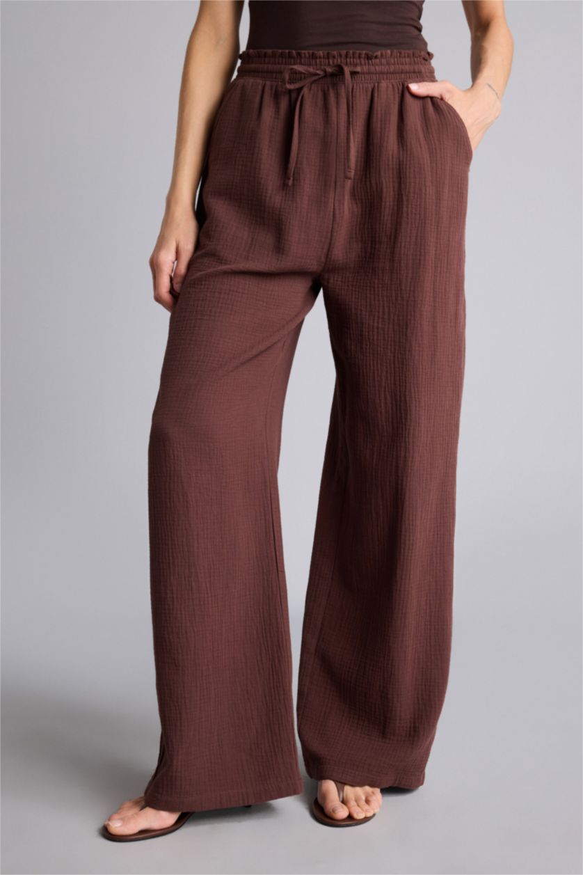 WOMAN Brown High Waist Wide Leg Trousers