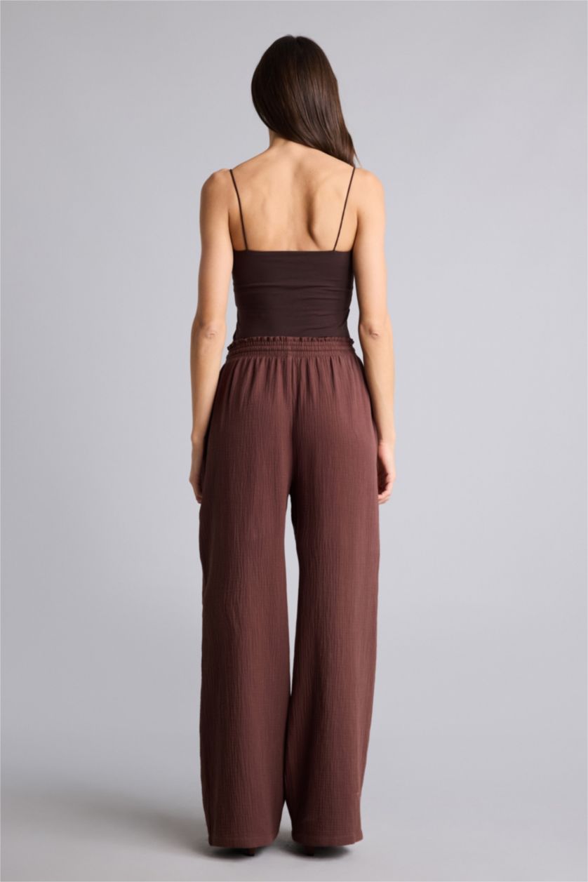 WOMAN Brown High Waist Wide Leg Trousers