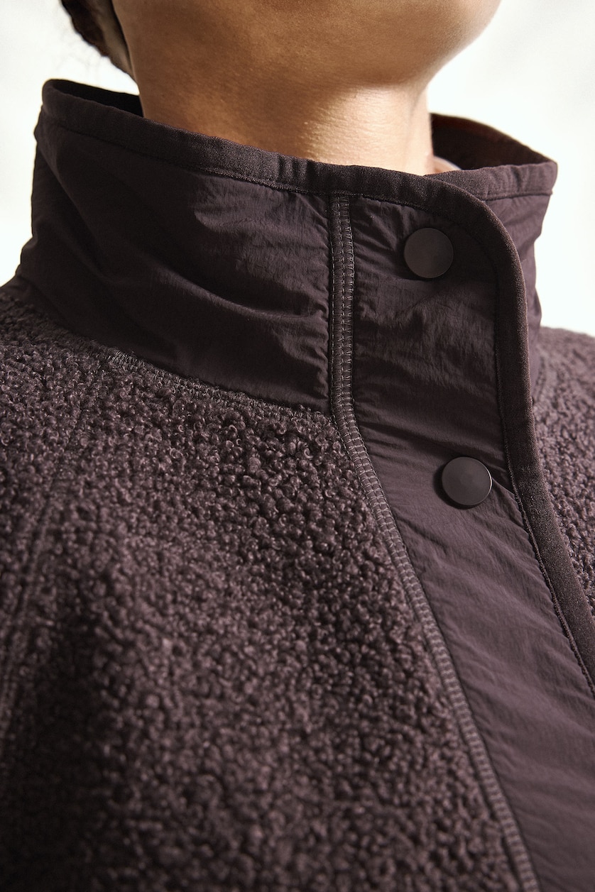 Women Dark Brown Regular Fit Zip-Up Plush Jacket