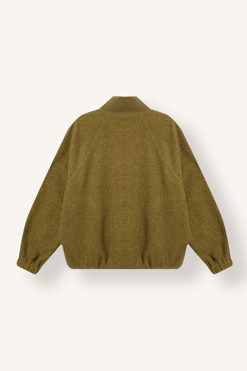 Women Khaki Regular Fit Zip-Up Plush Jacket