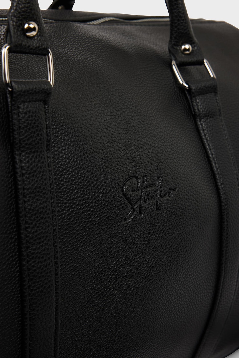 Men Black Faux Leather Sports And Travel Bag