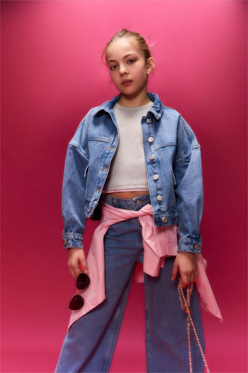 Kız Çocuk - Genç Kız Mavi Jean Ceket Kız Çocuk