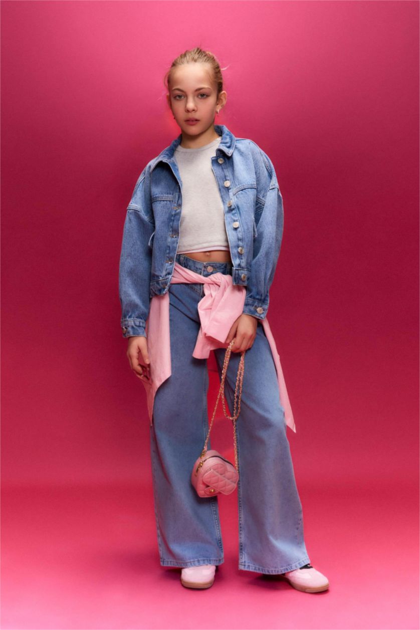 Kız Çocuk - Genç Kız Mavi Jean Ceket Kız Çocuk