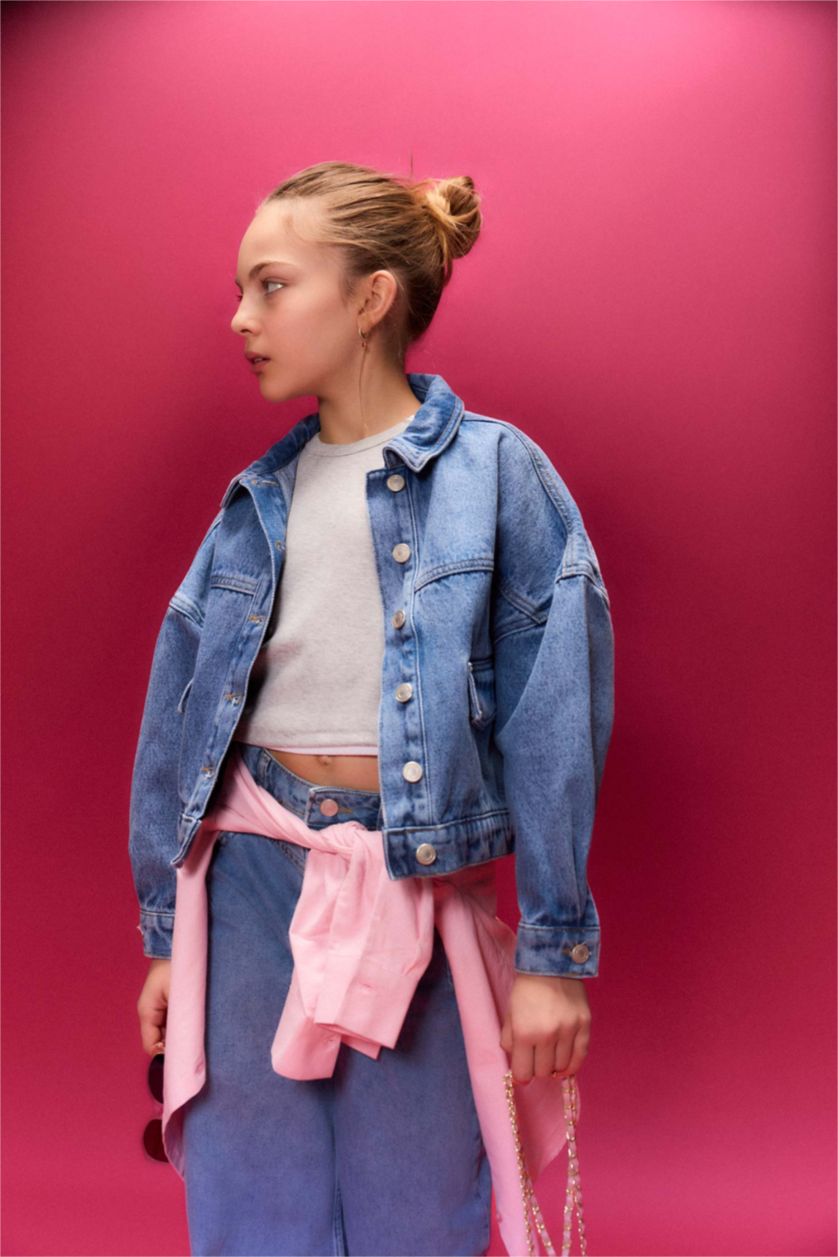 Kız Çocuk - Genç Kız Mavi Jean Ceket Kız Çocuk