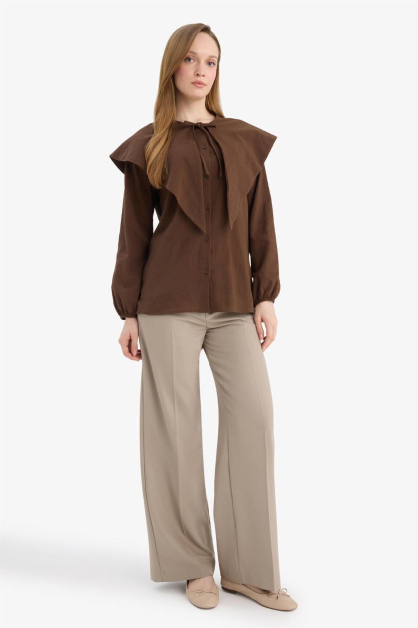 WOMAN Brown Crinkle Fabric Tunic