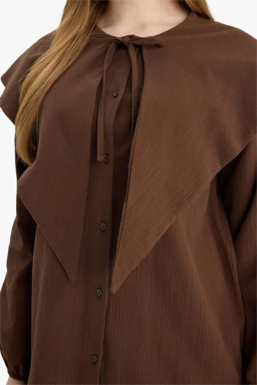 WOMAN Brown Crinkle Fabric Tunic