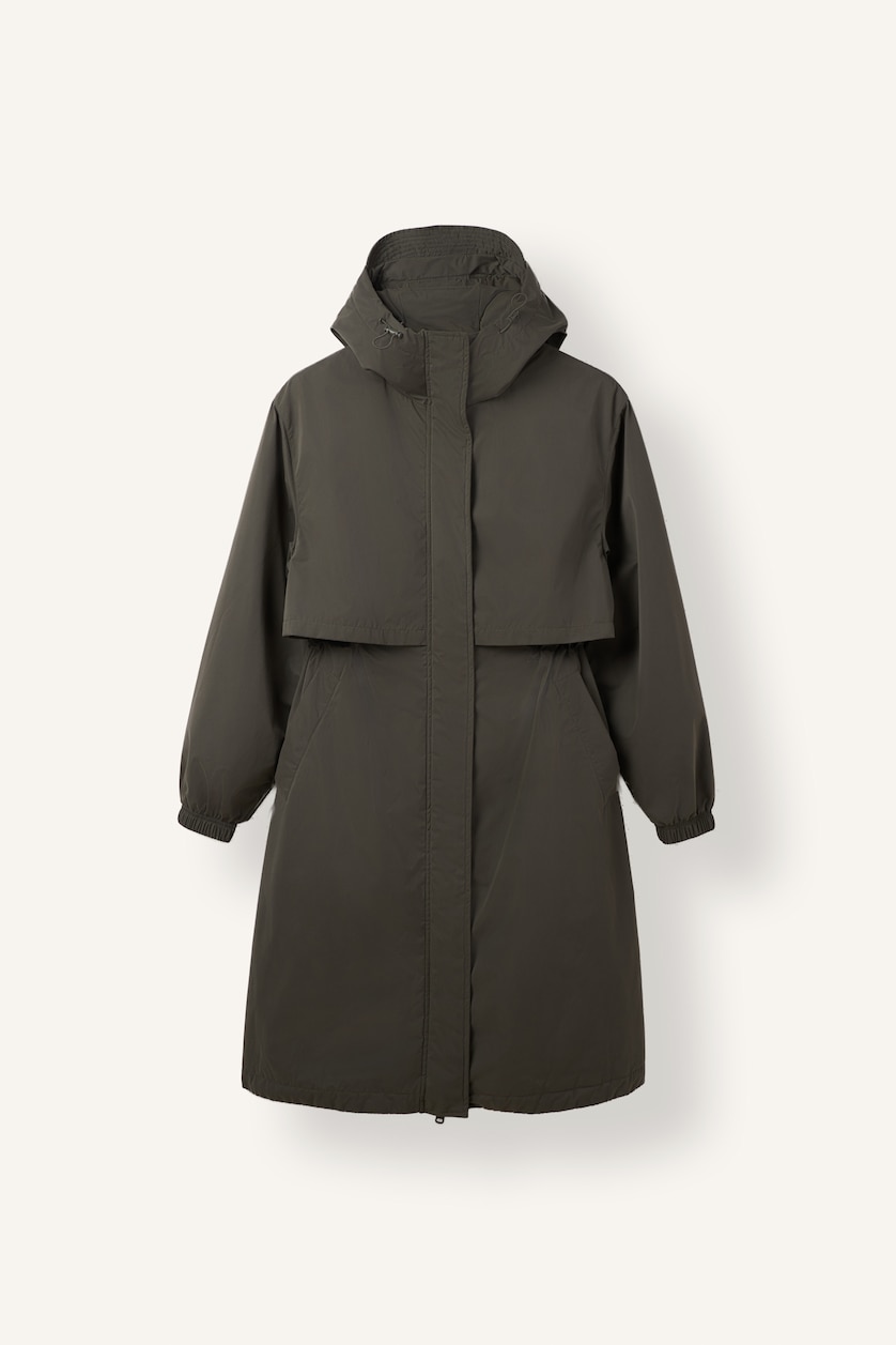 نساء كاكي داكن Zipper Coat