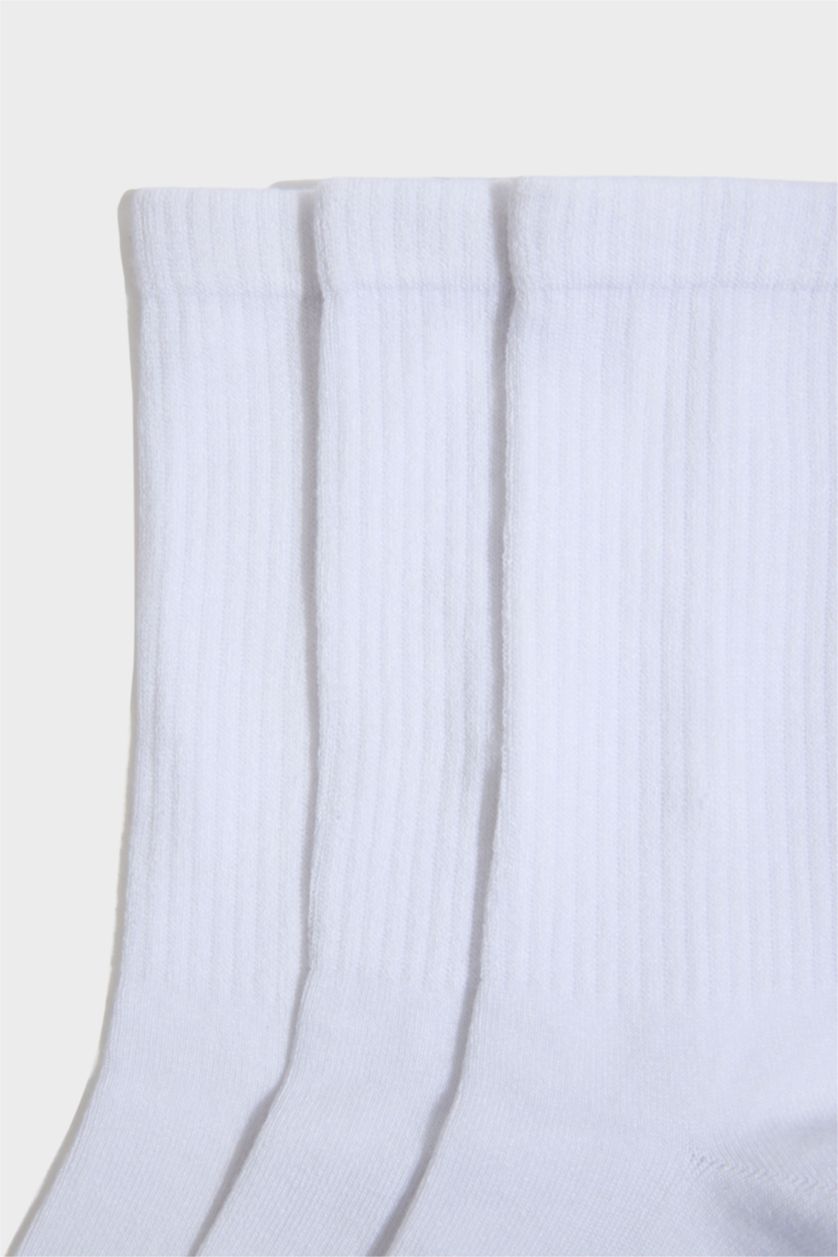 Erkek Beyaz Erkek Dikişsiz 3'lü Bambu Uzun Çorap