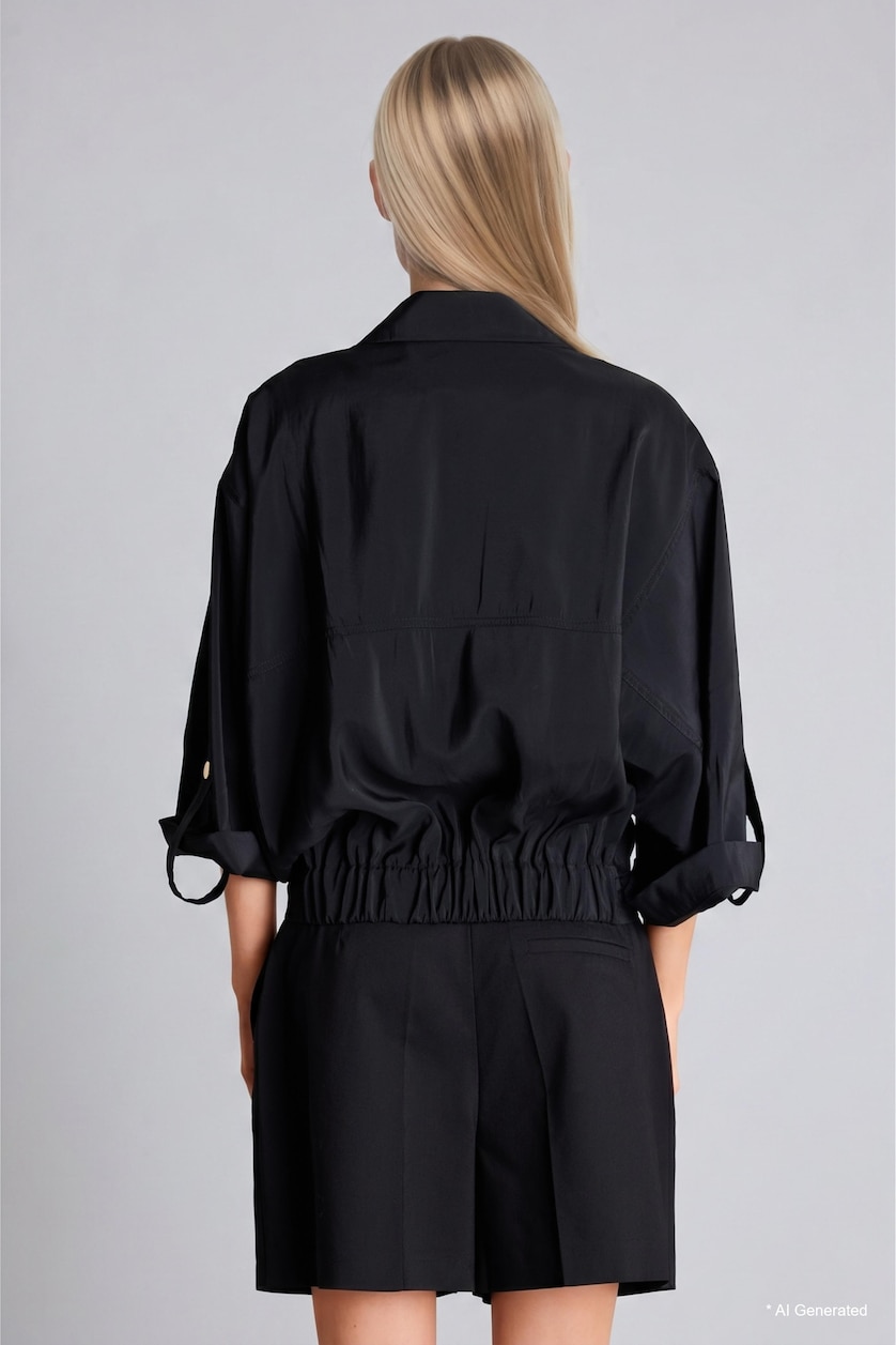 WOMAN Black Regular Fit Modal Blazer