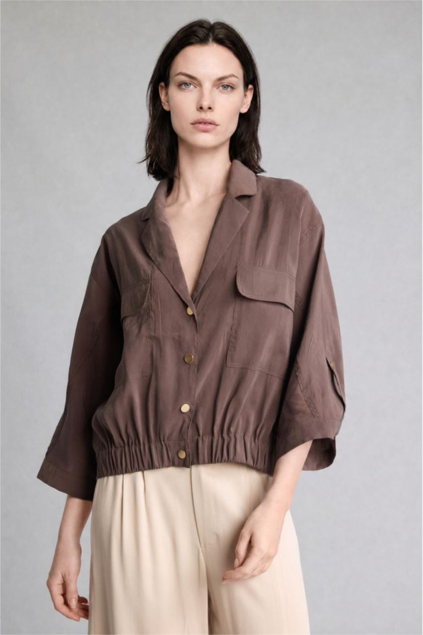WOMAN Brown Regular Fit modal Blazer