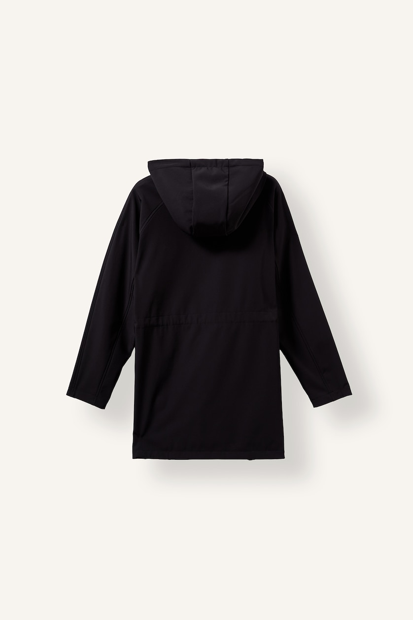 WOMAN Black Regular Fit Hooded Lined Softshell Parka