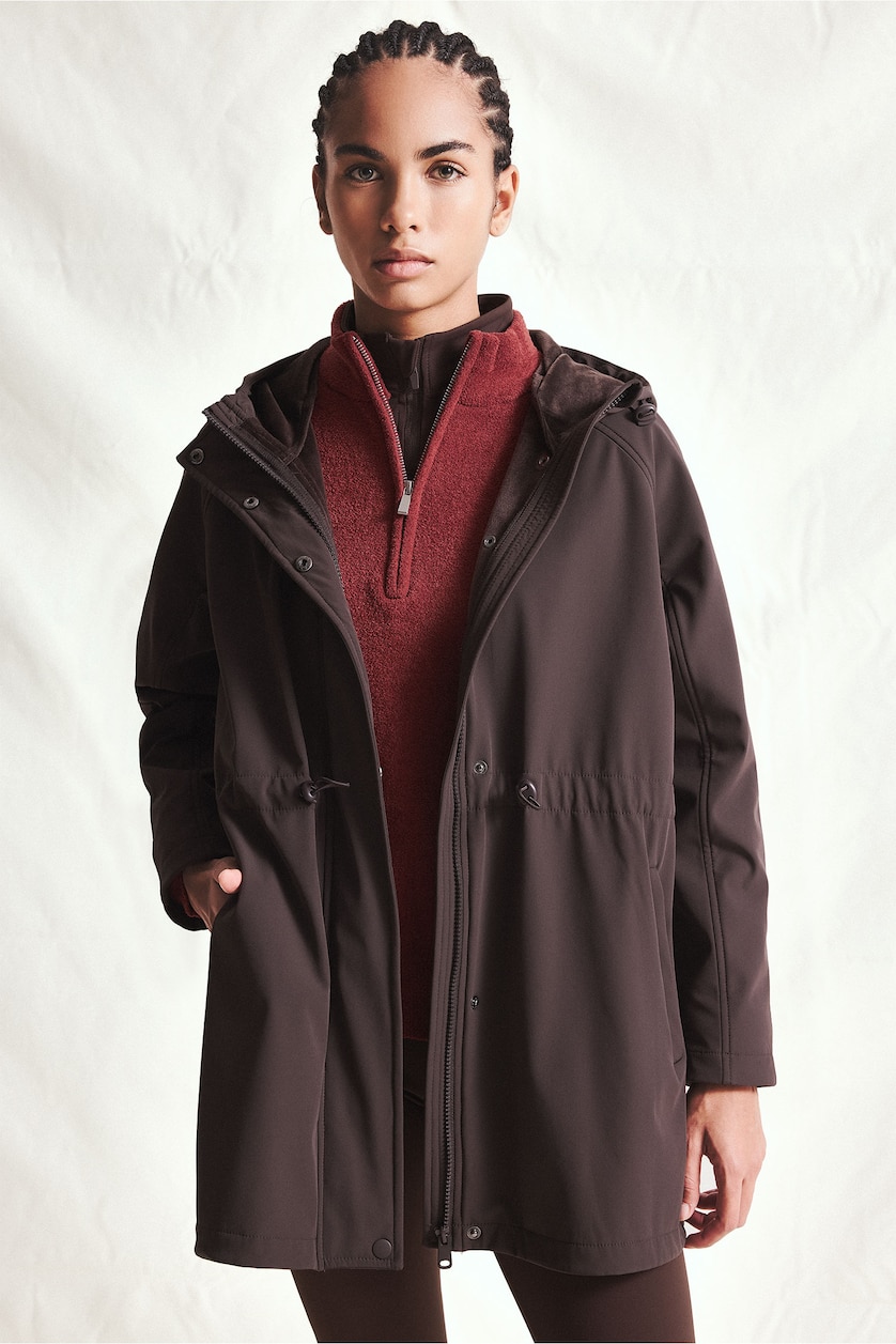 WOMAN Brown Regular Fit Lined Hooded Softshell Parka