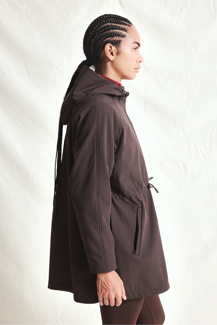 WOMAN Brown Regular Fit Lined Hooded Softshell Parka