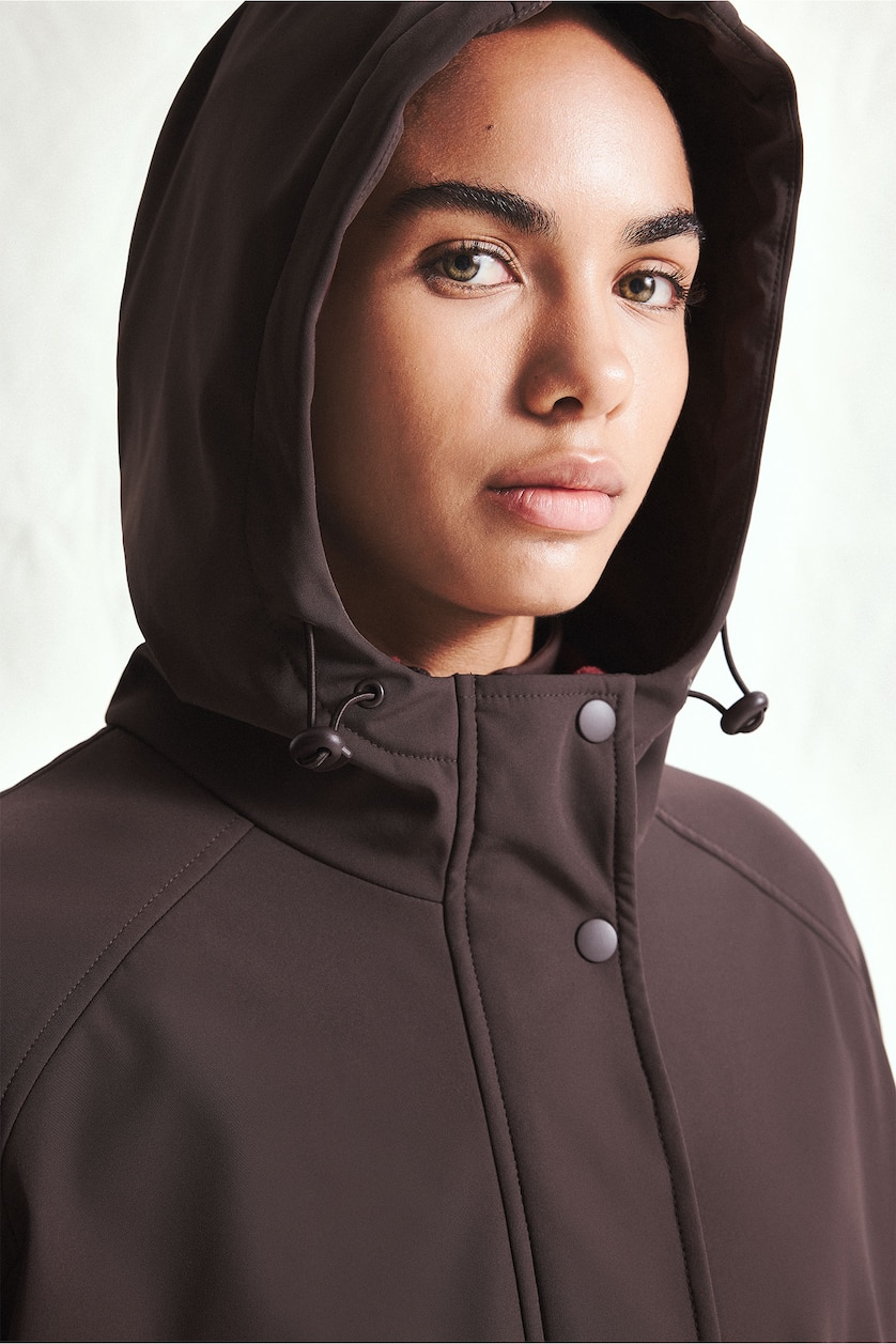 WOMAN Brown Regular Fit Lined Hooded Softshell Parka
