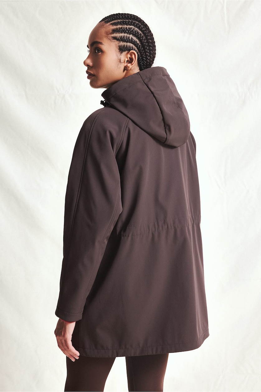 WOMAN Brown Regular Fit Lined Hooded Softshell Parka