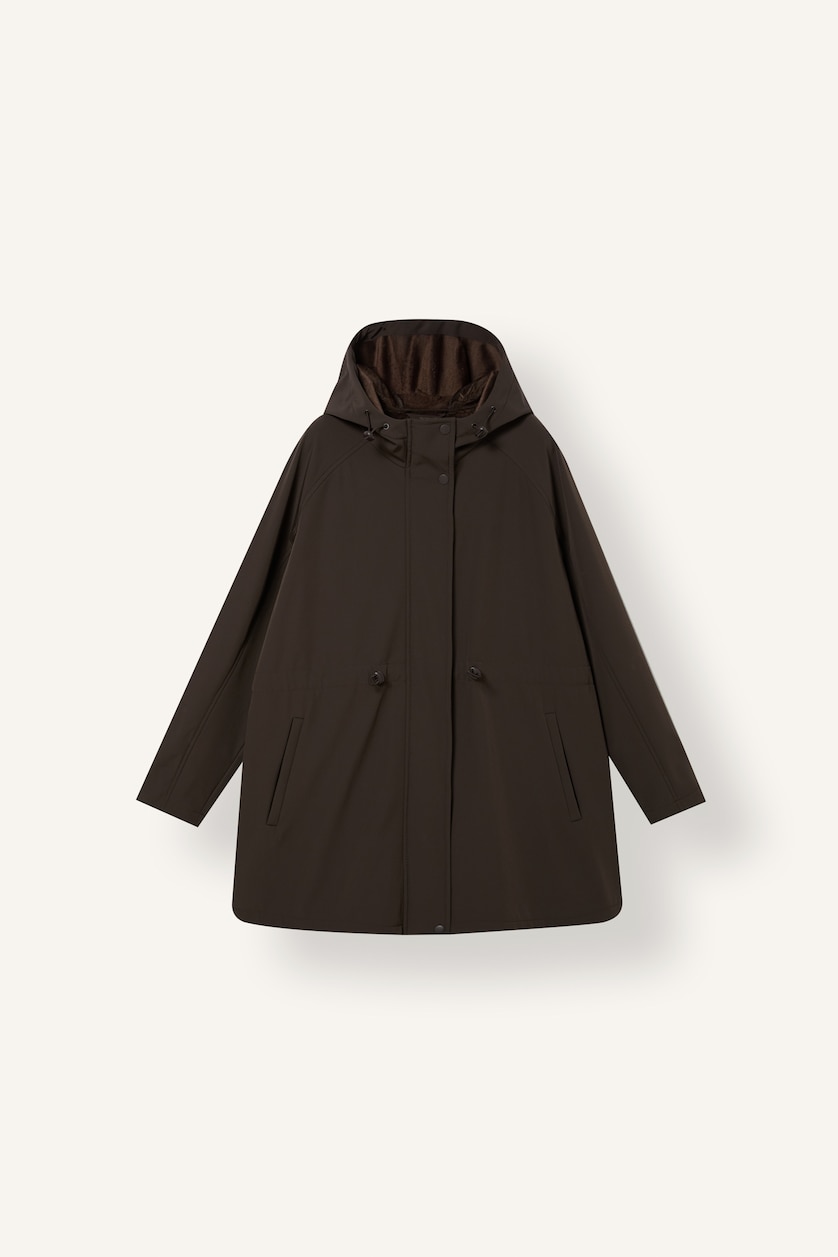 WOMAN Brown Regular Fit Lined Hooded Softshell Parka