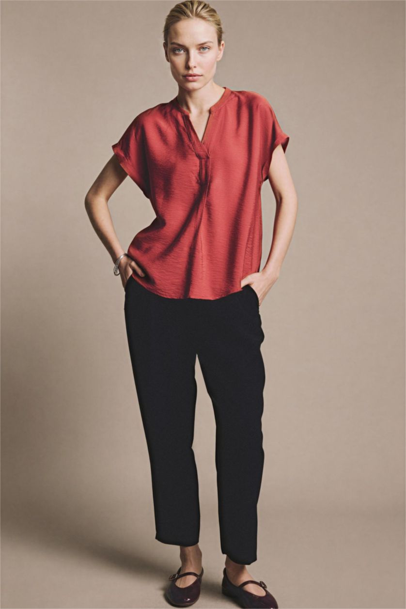 FEMME Noir Pantalon à jambes droites Coupe carotte
