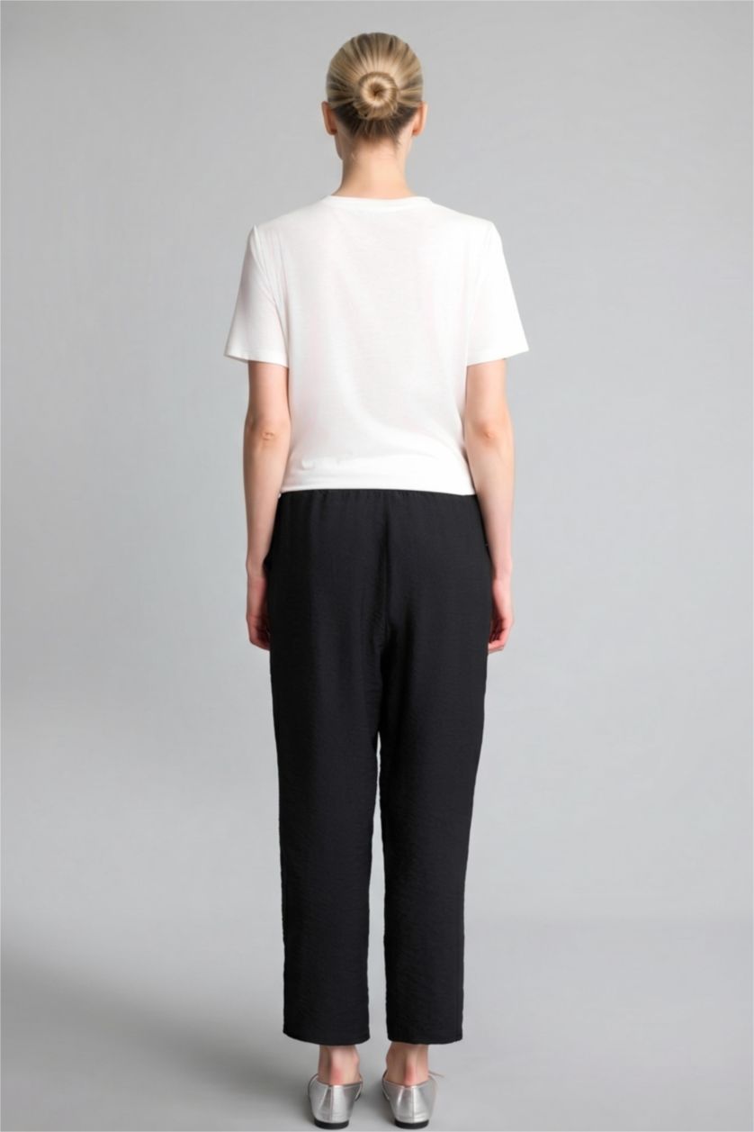 FEMME Noir Pantalon à jambes droites Coupe carotte