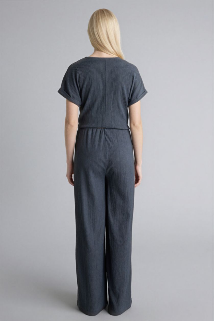 Kadın Antrasit Melanj Straıght Fıt Düz Paça Bürümcük Pantolon