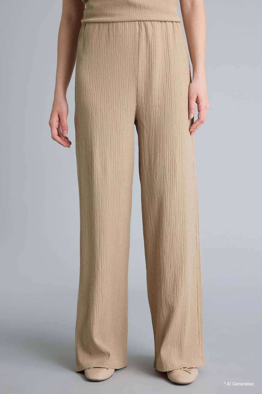 WOMAN Light Beige Straight Fit Regular Hem Trousers
