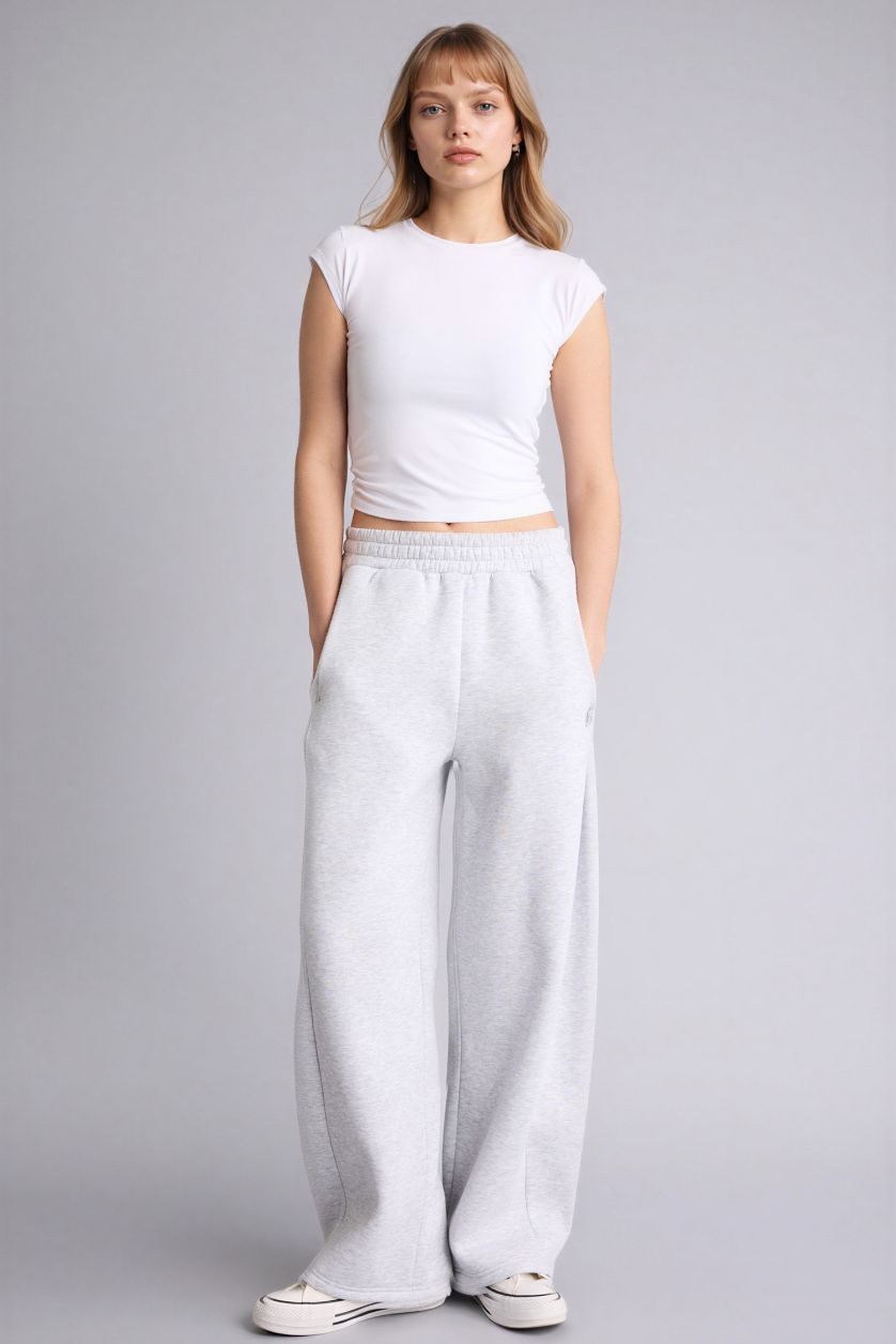 Woman Grey Melange Trousers