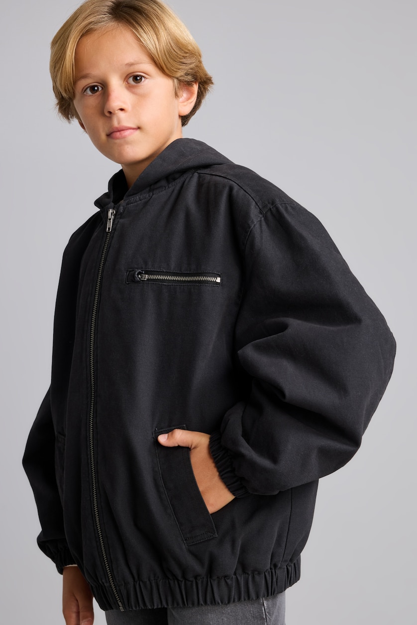 Young Boys - Teen Boys Black Boy Hooded Puffer Jacket