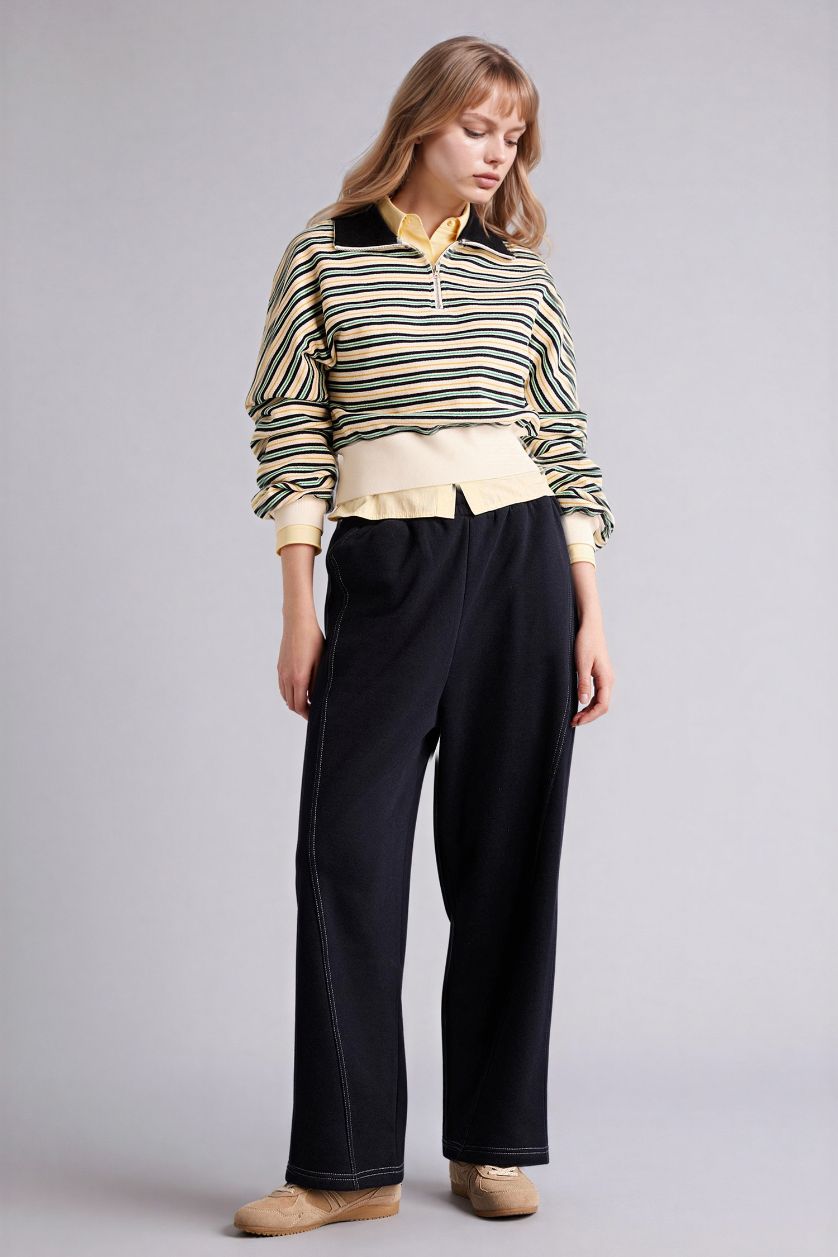 Kadın Lacivert Barrel Fıt Eşofman Altı