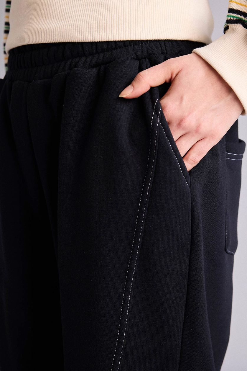 Kadın Lacivert Barrel Fıt Eşofman Altı